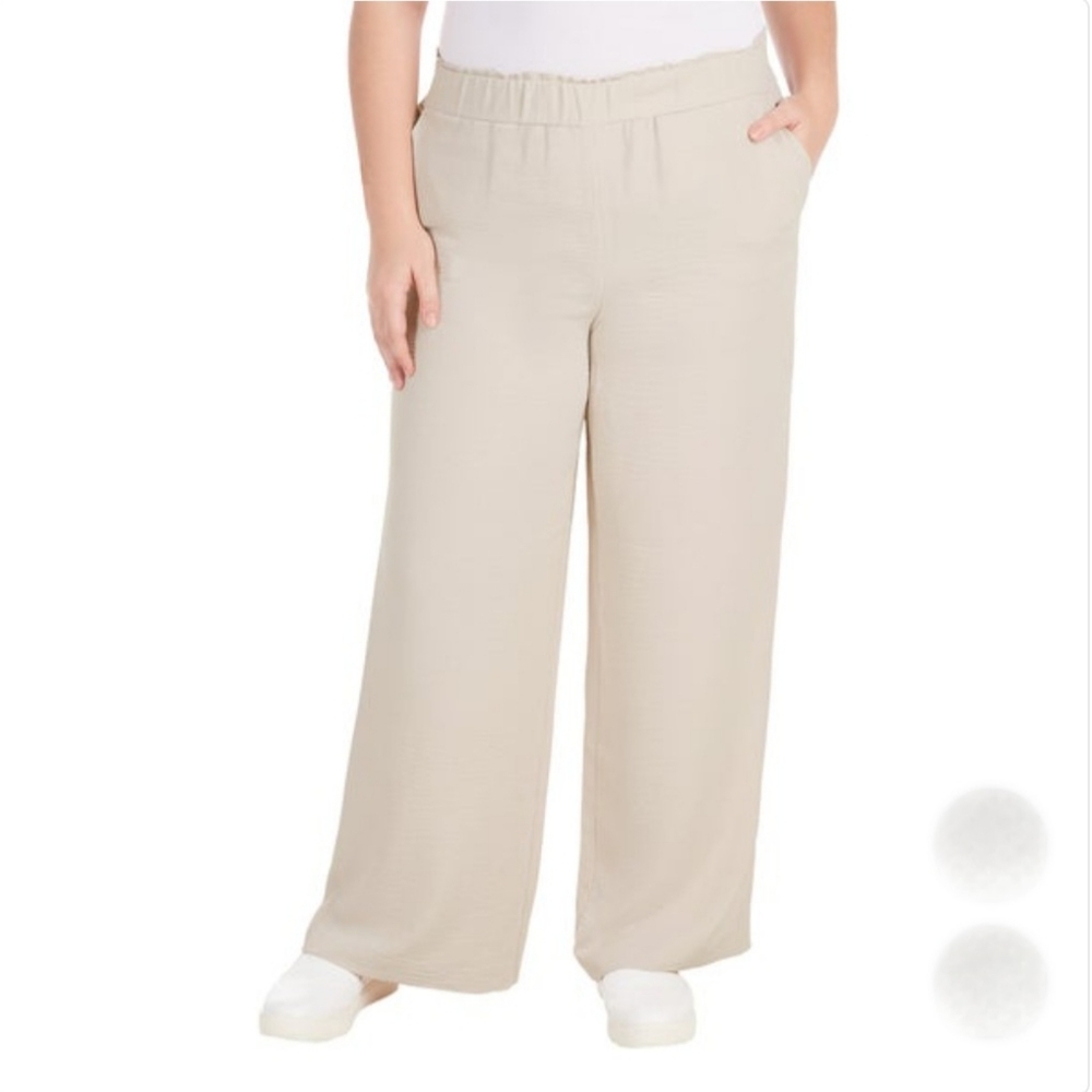 Hilary Radley Ladies' Crinkle Fluid Pant Tan Size L, XL